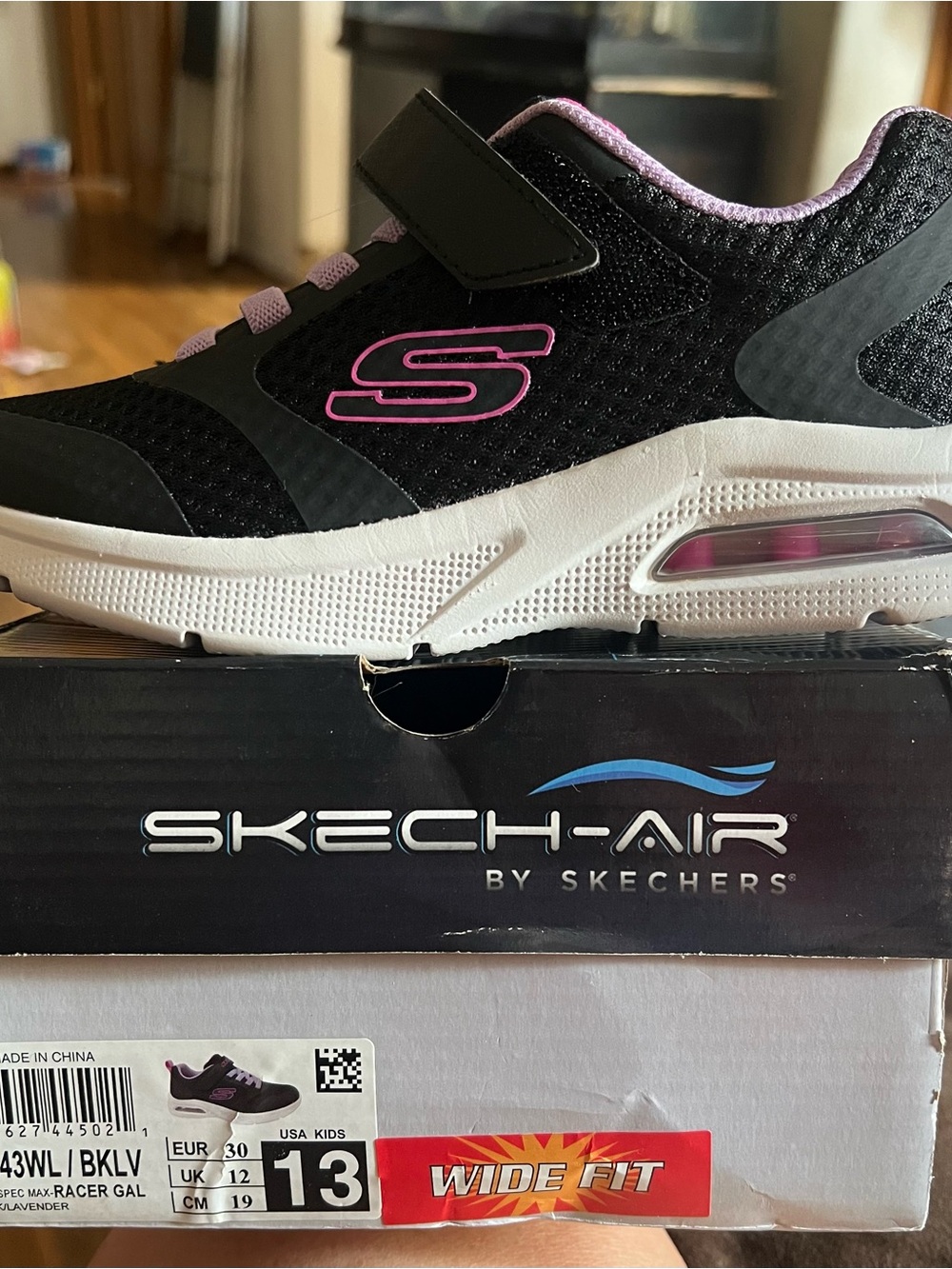 Skechers Kids Black & Pink Skech-Air Wide Fit Sneaker
